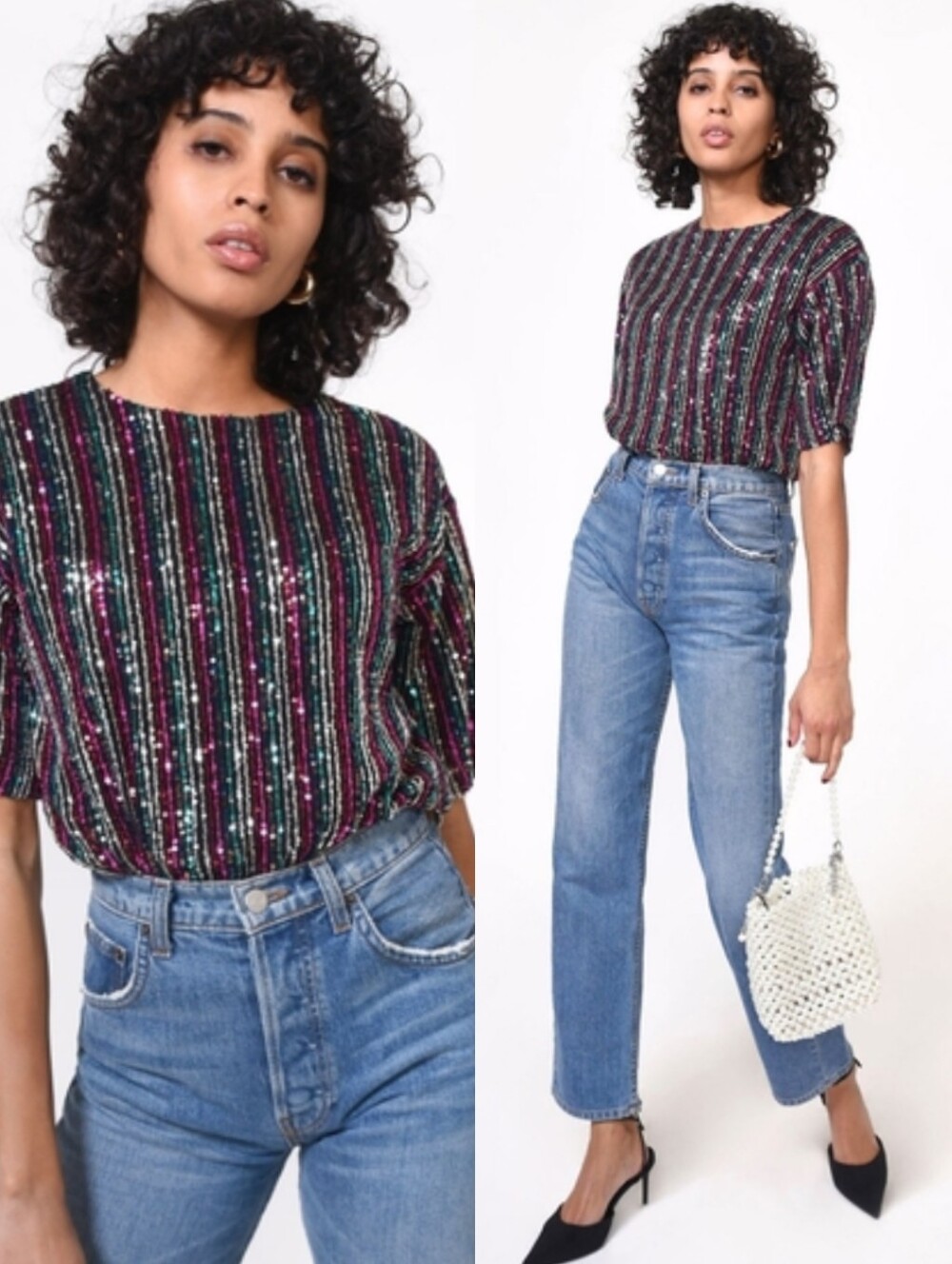 EUC Greylin Gretchen Multi Sequins Top